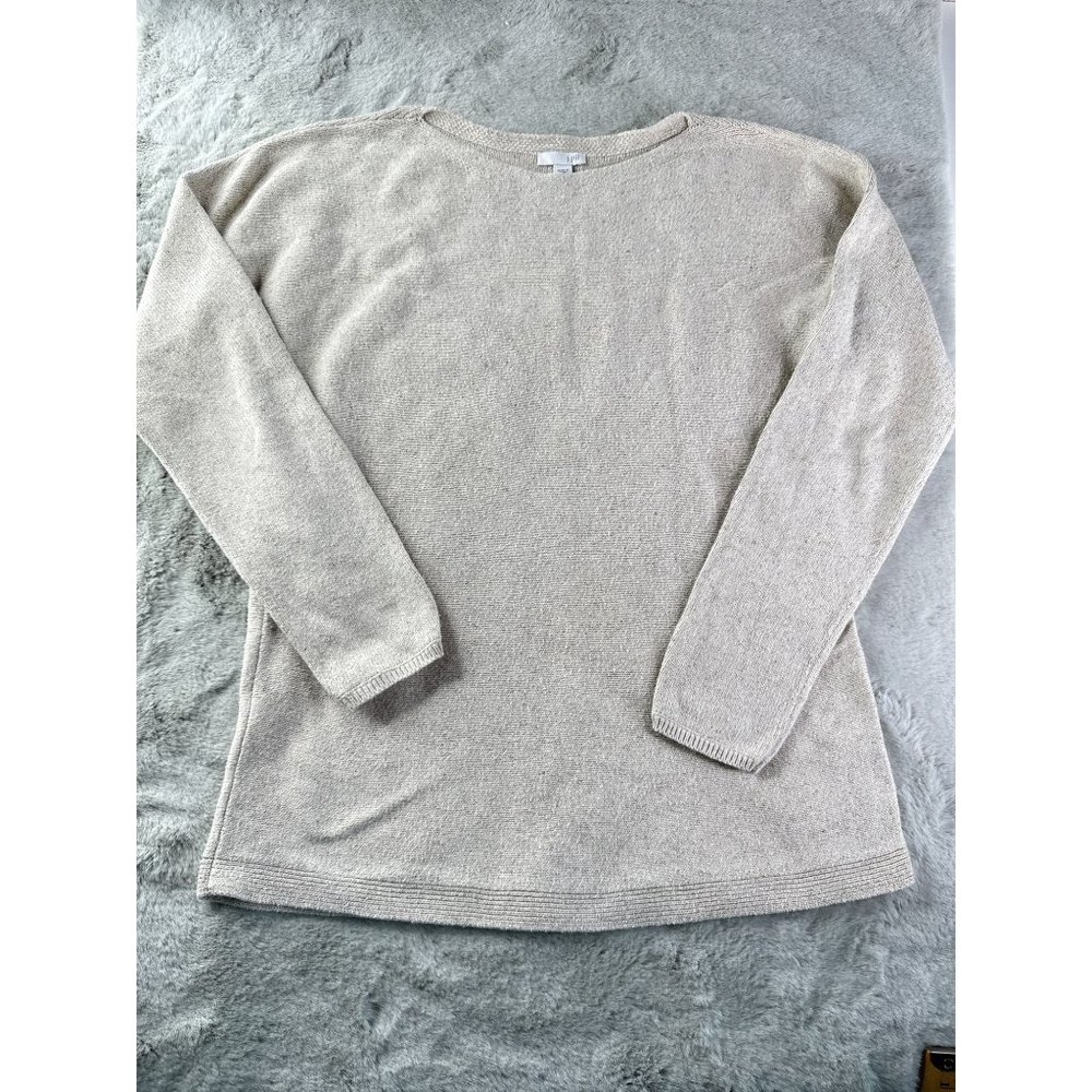 J Jill Sweater Womens Small Slub Boatneck Tunic Heathered Tan Jumper Coastal - Picture 1 of 8